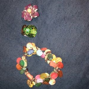 Fashion Costume Jewelry Two Rings One Bracelet